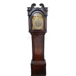 A Georgian oak longcase clock by Samuel Lister of Halifax, the brass break arch dial with rococo