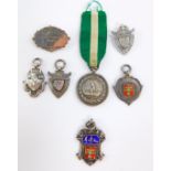 A silver and enamel football medal, engraved Notts Minor Comtn Winners 1931-1932., Runners-Up