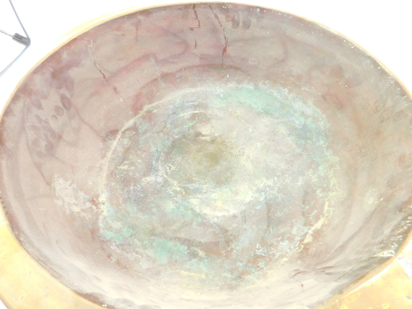 A vintage brass dough bowl, 48cm wide. - Image 3 of 3