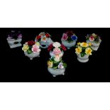 Eight Aynsley porcelain monthly flower ornaments, comprising February Crocus., April Daffodil., June