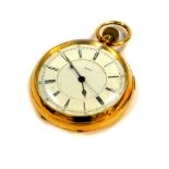 An Edward VII 18ct gold cased gentleman's pocket watch, open faced, keyless wind, circular white