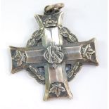 A WWI Canadian silver memorial cross, The Silver Cross For Mothers, named to L'Cpl. C R Hawkes,