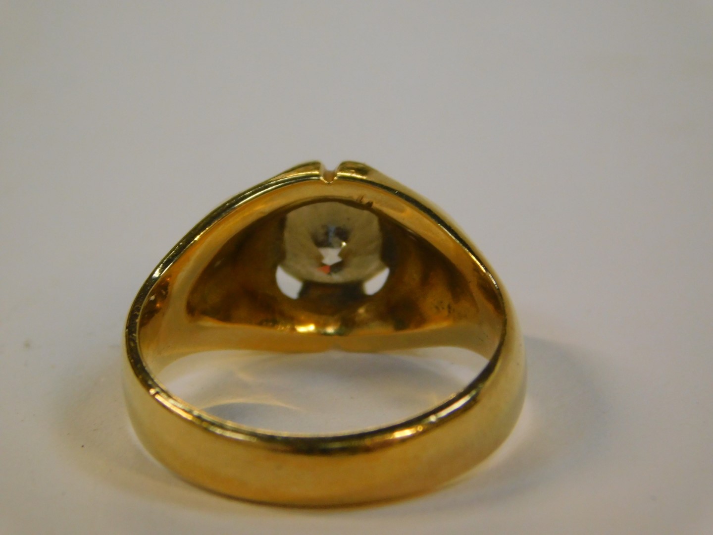 A gentleman's diamond solitaire signet ring, claw set in yellow metal, approximately 1.5cts, size - Image 3 of 3