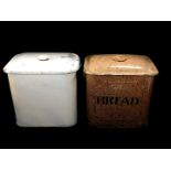 Two rectangular enamel bread bins.