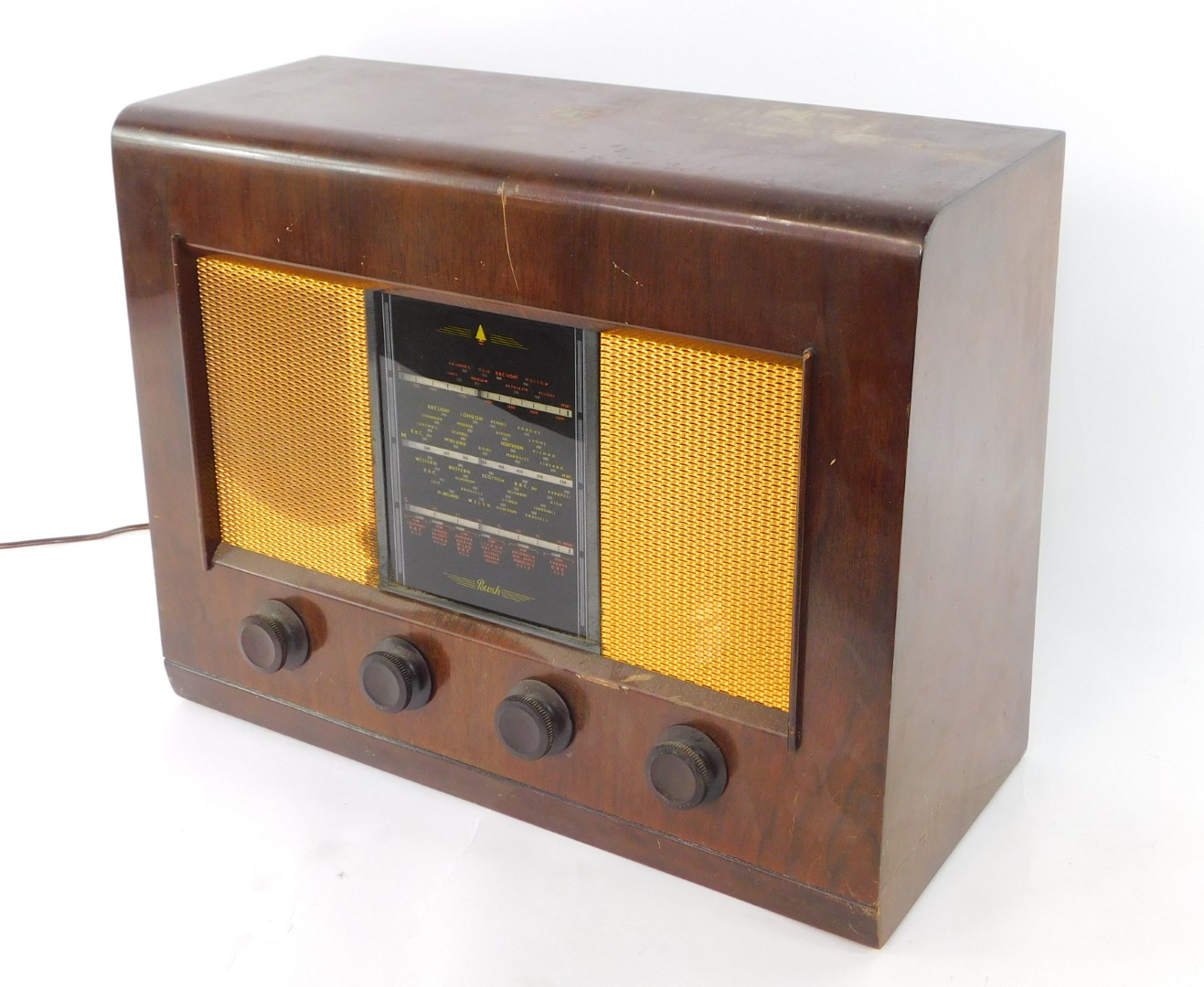 A Bush AC receiver radio type ACII, walnut cased, with Bakelite knops, 50cm wide. - Image 2 of 4