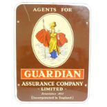 A Guardian enamel sign, Agents for Guardian Insurance Limited Established 1861 (incorporated in