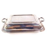 A George V silver entree dish and cover, of rectangular form, Birmingham 1931, 48.40oz.