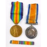 A Great War pair of medals, named to Pte G B Goodman, North N Regiment, 58102, comprising Great