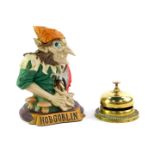 A Bell's Scotch whisky brass bar bell, LVNH Presidential Year 1986, together with a Hobgoblin