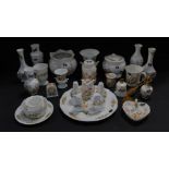 A group of Aynsley porcelain decorated in the Cottage Garden pattern, including an atomiser, salt