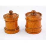 Two oak treen inkwells, carved from the remains of the steeple of St Nicholas Church, Aberdeen,