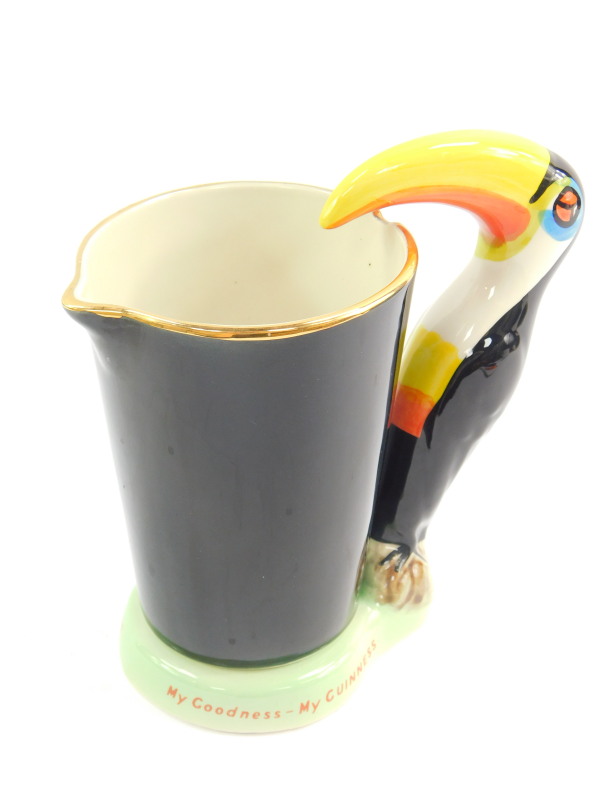 A Carltonware pottery My Goodness My Guiness jug, modelled with a toucan handle, printed mark, 18.