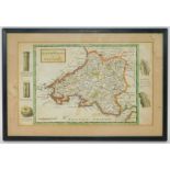 After Herman Moll (English, c1654-1732). South Wales, hand coloured engraved map with