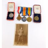 A Great War medal trio, named to SJT G Benstead, King Edward's Horse, 668, comprising 1914-15