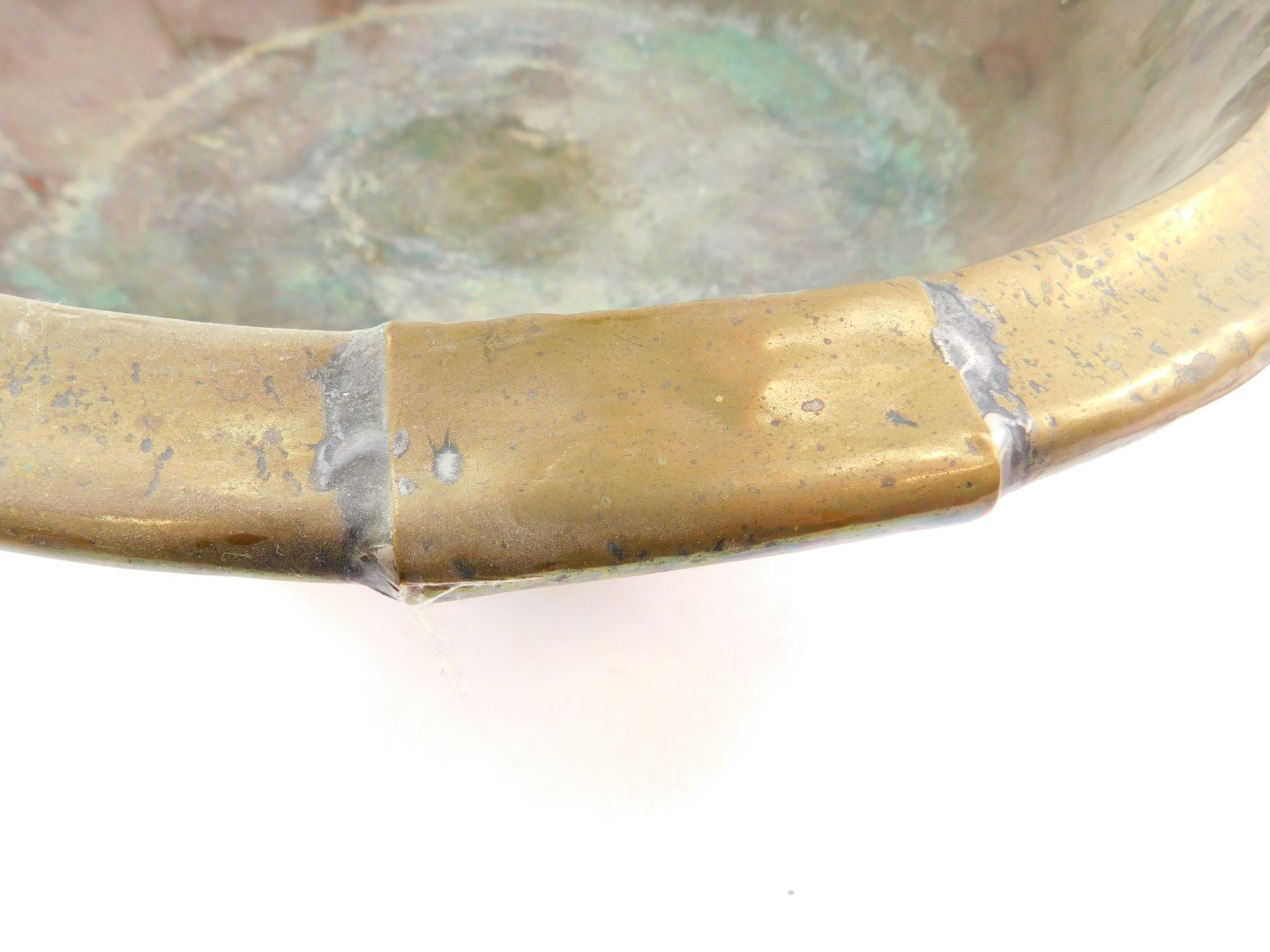 A vintage brass dough bowl, 48cm wide. - Image 2 of 3