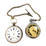 A Victorian gentleman's silver cased pocket watch, open faced, key wind, white dial bearing Roman