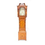J Chant of Brigg. An early 19thC oak mahogany and rosewood cross banded long case clock, the break