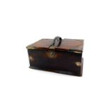 An Edward VII oak and silver mounted cigar and cigarette box, of twin lidded three division form,