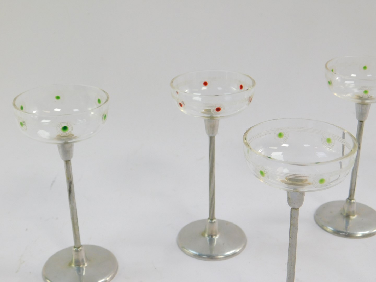 A set of six Auguste Filzamer liquor glasses, designed by Otto Wagner, the bowls with etched line - Image 2 of 4