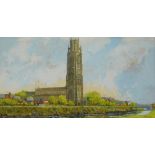 W H Orgill (British, 20thC). Boston Stump, watercolour and gouache, signed, 24cm x 46cm.