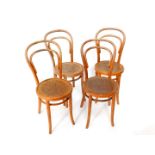 A set of four Polish bentwood chairs, three by Primo, the fourth by Fischel.