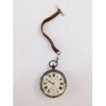 An Edward VII silver cased gentleman's pocket watch, open faced, key wind, enamel dial bearing Roman