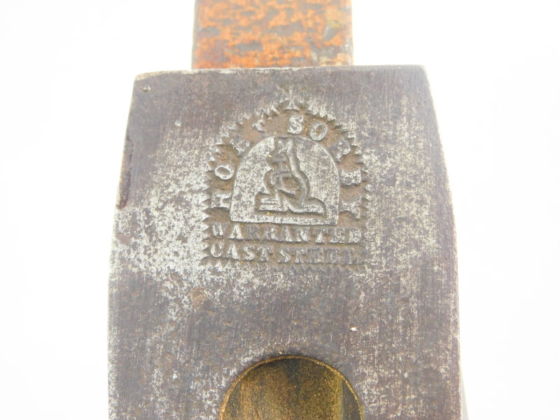 A Robert Sorby steel and brass panel plane, with a wooden handle, blade stamped Robert Sorby, - Image 3 of 6