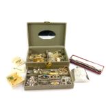 Silver and costume jewellery, including a marcasite set bracelet, Limoges enamel and paste set