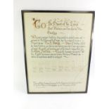 A framed Guard of the Lamp greeting signed by Edward Prince of Wales, later King Edward VIII, on 3rd