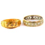 A Victorian diamond ring, set in yellow metal, hallmarks worn, size N, 2.2g, together with a full