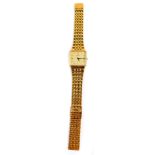 A Rotary gentleman's gold plated cased wristwatch, champagne square dial, centre seconds, date