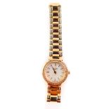 A Rotary lady's rose gold plated wristwatch, white dial, with batons, centre seconds, the bezel with