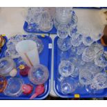 Table and decorative glass ware, including vases, wine glasses, Victorian enamel decorated jug,