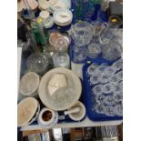 Victorian and later jelly moulds, Tudor and other table glassware, cut glass rose bowl, dressing