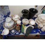 Royal Doulton Norfolk pattern tea wares, Crown Staffordshire tea wares, vases, plated wares, and a