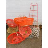 Seven potato baskets, together with plate and pot stands. (a quantity)