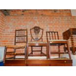 A Georgian mahogany dining chair, together with a Hepplewhite style chair, and a 19thC style rush