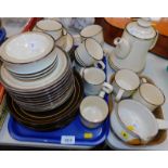 Denby pottery dinner and coffee wares, brown and sand coloured. (1 tray plus)