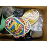 Breweriana, including advertising ashtrays, beer pump labels, beer mats, etc. (1 box)