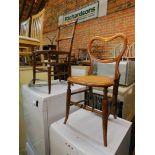 A Victorian mahogany balloon back chair, with caned seat, together with a Victorian bar back