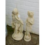 Two reconstituted stone statues, depicting maidens in Roman dress, 68cm high and 63cm high