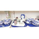 Late Mayers Chester pattern blue and white table wares, including lidded tureens, gravy boat and