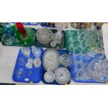 Table glassware, including assorted sundae dishes, leaf shaped dishes and bowls, cut glass vase,