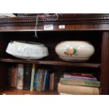 A 1930's black and white mottled ceiling light, and a 1940's ceiling light. (2)