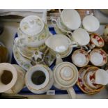 A Royal Albert porcelain part coffee service, decorated in the Lady Hamilton pattern, comprising