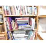 Books to include Margaret Dickinson novels, reference books, atlases, maps, etc. (3 shelves)