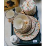 A Brownhills Bamboo part tea service, together with a Charles and Diana commemorative bell. (1