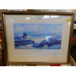 After Anthony Hansard. Concorde-Supersonic, limited edition print 657/1950, signed by Captain Jock