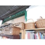 Wicker baskets and hampers. (a large quantity)