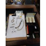 An Accurist lady's wristwatch and bracelet set, boxed, together with costume jewellery.